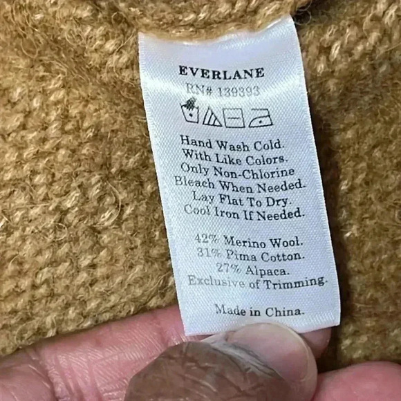 Everlane Turtleneck Long Sleeve Ribbed Detail Brown Sweater Size S - Picture 6 of 7